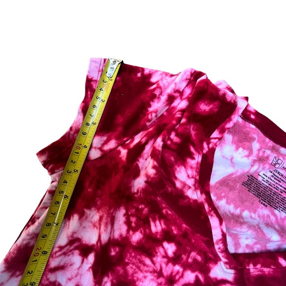 Fuchsia red and white tie die polyester shirt. XS women’s or juniors - Picture 4 of 8